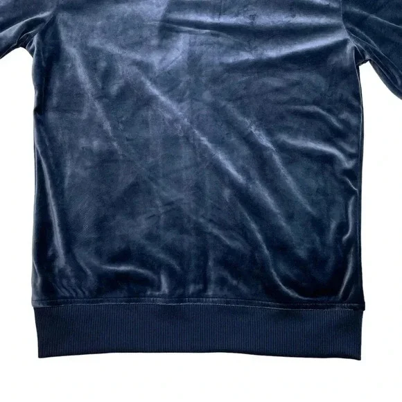 International Concepts Skip Sport Navy Velour Mens Jacket - Picture 10 of 11